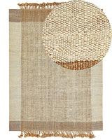 Area Rug Beige Jute 160 x 230 cm Rectangular with Tassels Geometric Pattern Handwoven Boho Style Bedroom Living Room Beliani