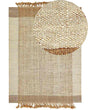 Area Rug Beige Jute 200 x 300 cm Rectangular with Tassels Geometric Pattern Handwoven Boho Style Bedroom Living Room Beliani