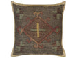 Scatter Cushion Green Jute and Wool 45 x 45 cm Oriental Pattern Kilim Style Faded Colurs  Beliani