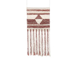 Wall Hanging Red Beige Wool Handwoven with Tassels Geometric Pattern Boho Style Living Room Bedroom Beliani