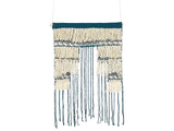 Wall Hanging Dark Blue Beige Cotton Handwoven with Decorative Tassels Geometric Pattern Boho Style Living Room Bedroom Beliani