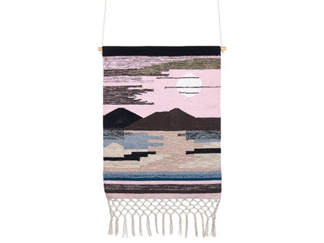 Wall Hanging Multicolour Cotton Handwoven with Decorative Tassels Mountain Motif Boho Style Living Room Bedroom Beliani