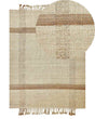 Area Rug Beige Jute 140 x 200 cm Rectangular with Tassels Geometric Pattern Handwoven Boho Style Bedroom Living Room Beliani