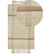 Area Rug Beige Jute 80 x 150 cm Rectangular with Tassels Geometric Pattern Handwoven Boho Style Bedroom Living Room Beliani