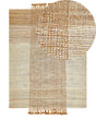 Area Rug Beige Jute 140 x 200 cm Rectangular with Tassels Geometric Pattern Handwoven Boho Style Bedroom Living Room Beliani