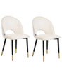 Set of 2 Dining Chairs Light Beige Velvet Upholstery Black Legs Retro Glamour Beliani