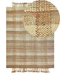 Area Rug Beige Jute 140 x 200 cm Rectangular with Tassels Geometric Pattern Handwoven Boho Style Bedroom Living Room Beliani