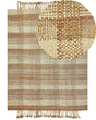 Area Rug Beige Jute 160 x 230 cm Rectangular with Tassels Geometric Pattern Handwoven Boho Style Bedroom Living Room Beliani