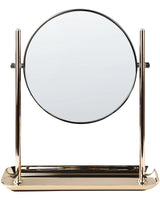 Makeup Mirror Gold Iron Metal Frame  20 cm with Tray 1x/3x Magnification Double Sided Cosmetic Desktop Beliani