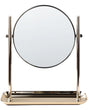 Makeup Mirror Gold Iron Metal Frame  20 cm with Tray 1x/3x Magnification Double Sided Cosmetic Desktop Beliani