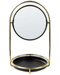 Makeup Mirror Gold Iron Metal Frame  15 cm with Tray 1x/3x Magnification Double Sided Cosmetic Desktop Beliani
