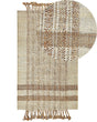 Area Rug Beige Jute 80 x 150 cm Rectangular with Tassels Geometric Pattern Handwoven Boho Style Bedroom Living Room Beliani