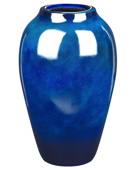 Decorative Flower Vase Dark Blue Terracotta Modern Tall Living Room Bedroom  Beliani