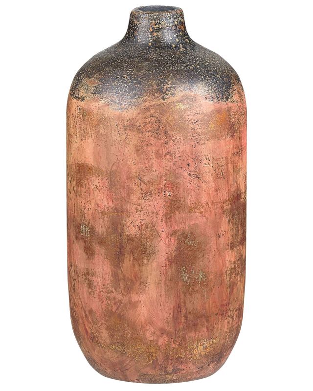 Decorative Flower Vase Copper Terracotta Weathered Effect Vintage Retro Living Room Bedroom  Beliani