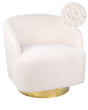 Armchair Off-White Boucle Fabric Soft Nubby Gold Base Swivel 360 Retro Glam Art Decor Style Beliani