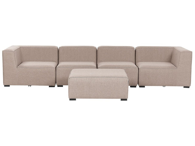 Garden Sofa Set Beige Fabric Upholstery 4 Seater with Ottoman Modular Pieces Outdoor Set Beliani