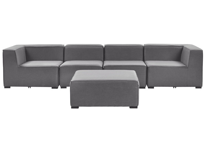 Garden Sofa Set Grey Fabric Upholstery 4 Seater with Ottoman Modular Pieces Outdoor Set Beliani