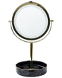 Makeup Mirror Gold and Black Iron Metal Frame Ceramic Base  20 cm with LED Light 1x/5x Magnification Double Sided Beliani