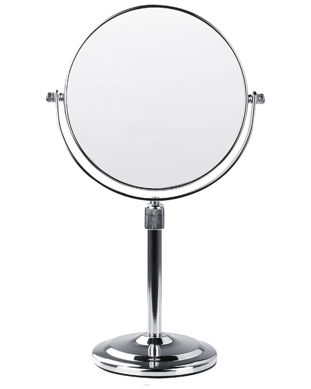 Makeup Mirror Silver Metal ø 20 Double-Sided Reversible Dressing Table Mirror Magnifyng Beliani