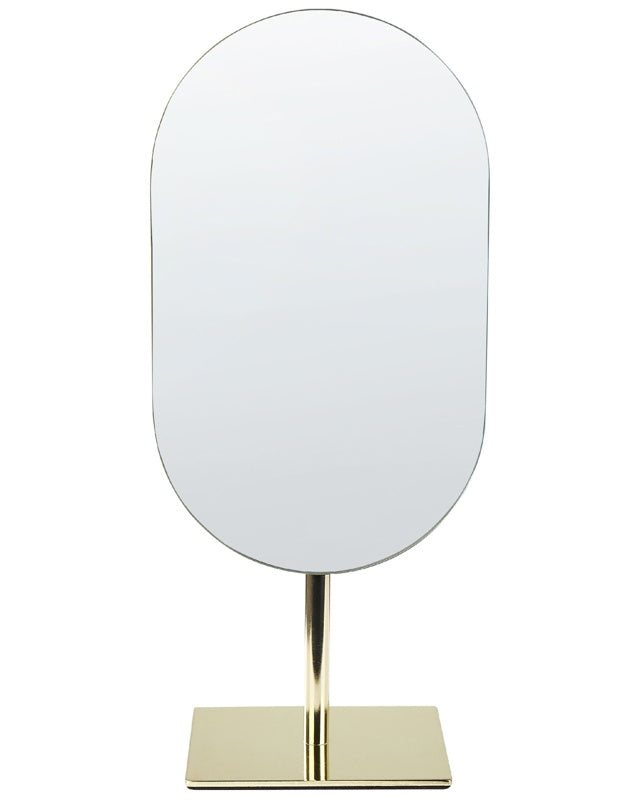 Makeup Mirror Gold Metal 16 x 37 cm Dressing Table Mirror Decorative Beliani