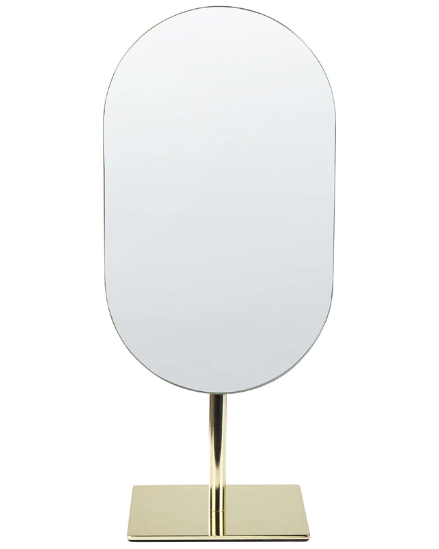 Makeup Mirror Gold Metal 16 x 37 cm Dressing Table Mirror Decorative Beliani