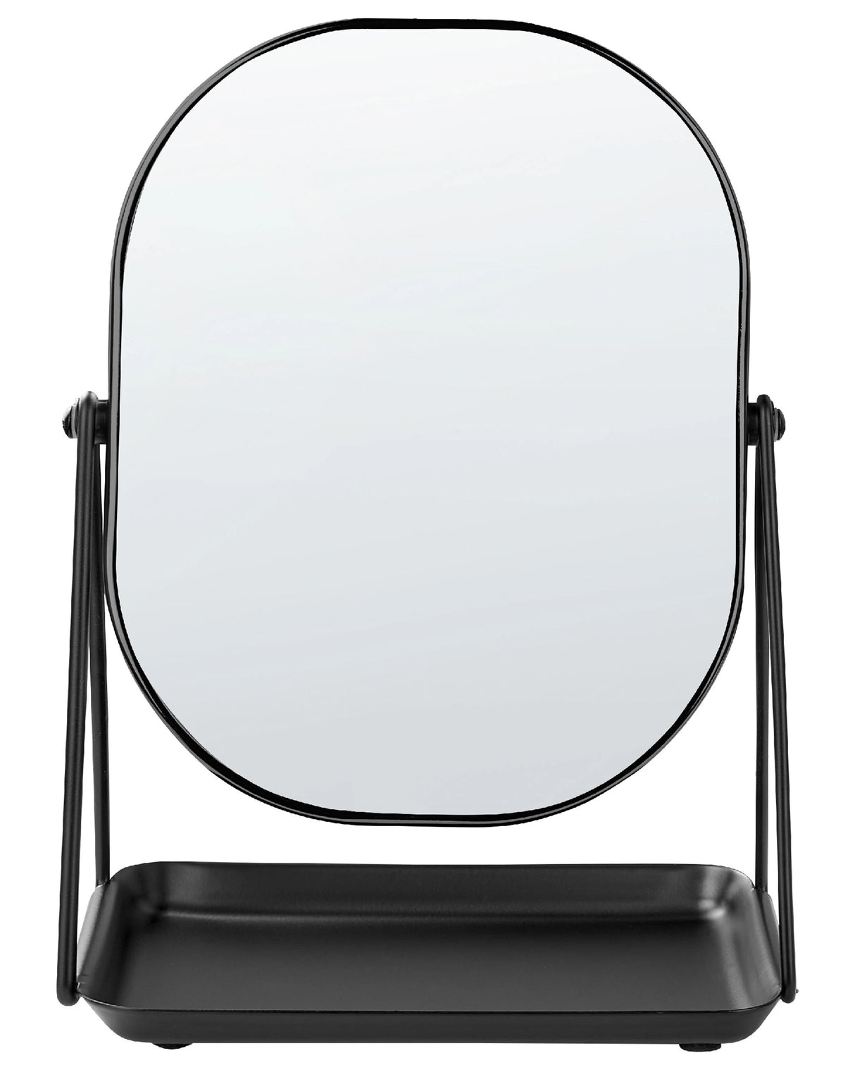 Makeup Mirror Black Metal 20 x 22 cm Dressing Table Double Sided Magnifying Mirror Decorative Beliani