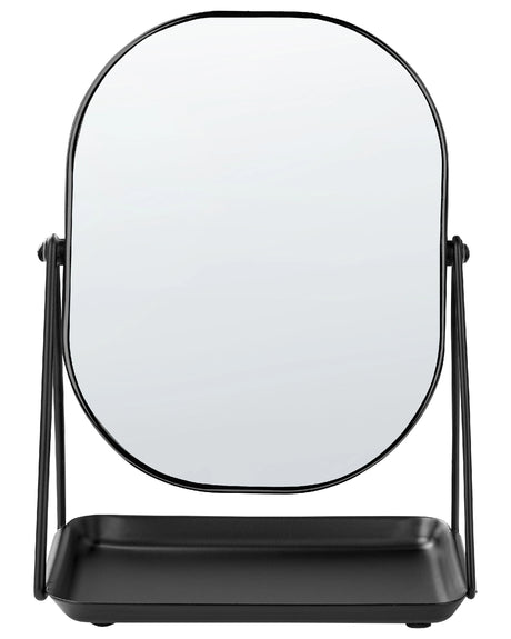 Makeup Mirror Black Metal 20 x 22 cm Dressing Table Double Sided Magnifying Mirror Decorative Beliani