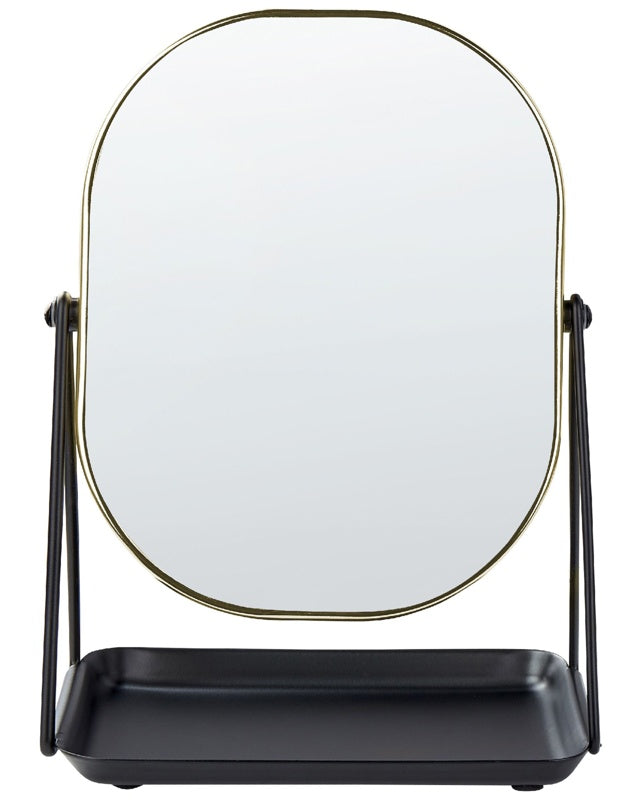 Makeup Mirror Gold Metal 20 x 22 cm Dressing Table Double Sided Magnifying Mirror Decorative Beliani