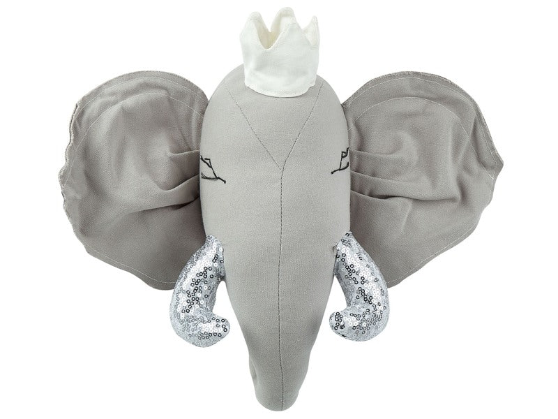 Plush Animal Head Wall Decor Grey Elephant Head Kid's Room Toy Decoration Accessory Beliani