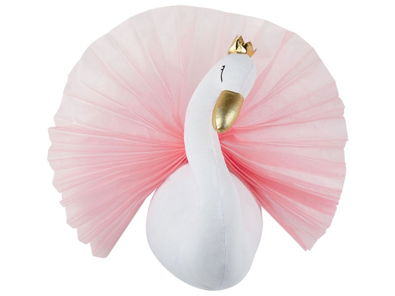 Plush Animal Head Wall Decor White Swan Head Kid's Room Toy Decoration Accessory Beliani