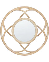 Wall Mirror Light Brown MDF Wood Veneer  60 cm Round Decorative Handmade Accent Piece Scandinavian Style Beliani