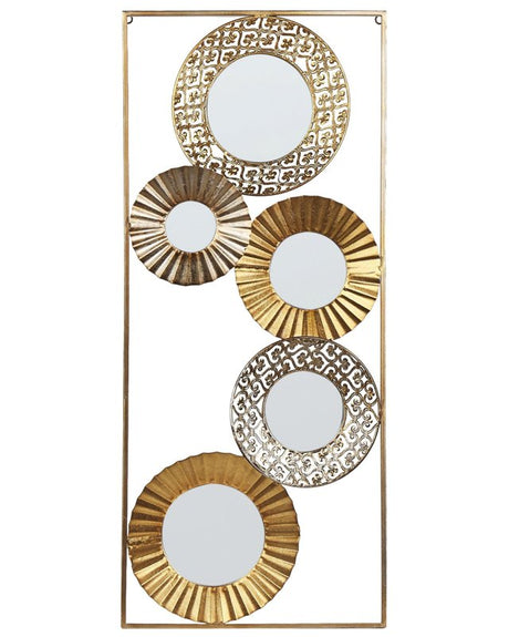 Wall Décor with Mirrors Gold Metal Frame 39 x 90 cm Decorative Handmade Living Room Retro Accent Piece Beliani