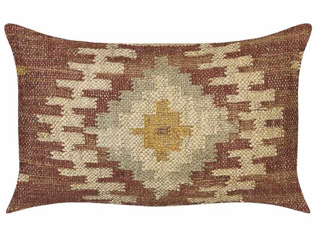 Scatter Cushion Multicolour Jute Cotton 30 x 50 cm Geometric Pattern Handmade Removable Cover with Filling Beliani