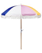 Garden Parasol Multicolour Fabric Beech Wood Pole ⌀ 150 cm Round Retro Garden Outdoor Umbrella Tilting UV Resistant Beliani