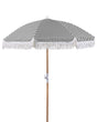 Garden Parasol Black and White Fabric Beech Wood Pole  150 cm Round Retro Garden Outdoor Umbrella Tilting UV Resistant Beliani