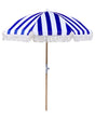 Garden Parasol Blue and White Fabric Beech Wood Pole ⌀ 150 cm Round Retro Garden Outdoor Umbrella Tilting UV Resistant Beliani