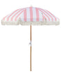 Garden Parasol Pink and White Fabric Beech Wood Pole  150 cm Round Retro Garden Outdoor Umbrella Tilting UV Resistant Beliani