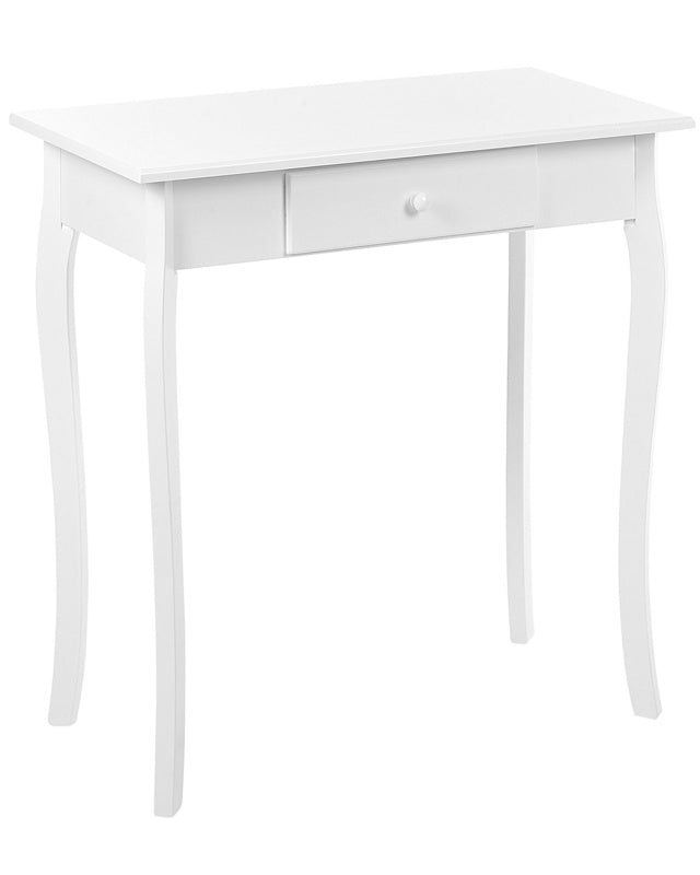 Console Table White MDF Wooden Legs 75 x 40 cm with Drawer Hallway Living Room Furniture French Design Beliani