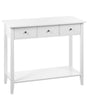 Console Table White MDF Wooden Legs 90 x 40 x 75 cm 3 Drawers Shelf Hallway Living Room Furniture Modern Scandinavian Style Beliani