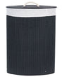 Storage Basket Black Bamboo with Lid Laundry Bin Boho Practical Accessories Beliani