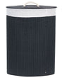 Storage Basket Black Bamboo with Lid Laundry Bin Boho Practical Accessories Beliani