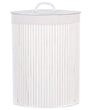 Storage Basket White Bamboo with Lid Laundry Bin Boho Practical Accessories Beliani