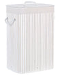 Storage Basket White Bamboo with Lid Laundry Bin Boho Practical Accessories Beliani