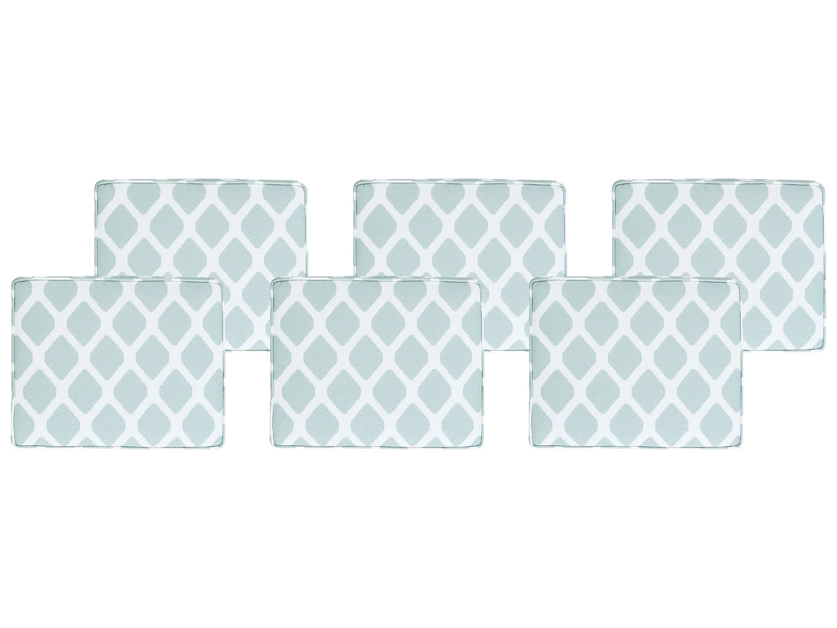 Set of 6 Outdoor Seat Pad Cushions Green and White Geometric Diamond Pattern String Tied Zip Fastener UV Resistant  Beliani
