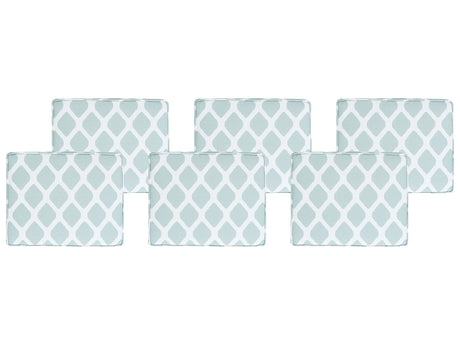 Set of 6 Outdoor Seat Pad Cushions Green and White Geometric Diamond Pattern String Tied Zip Fastener UV Resistant  Beliani