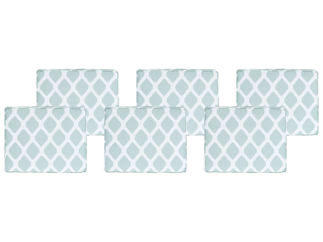 Set of 6 Outdoor Seat Pad Cushions Green and White Geometric Diamond Pattern String Tied Zip Fastener UV Resistant  Beliani
