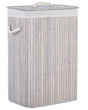 Storage Basket Light Grey Bamboo with Lid Laundry Bin Boho Practical Accessories Beliani