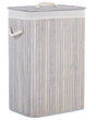 Storage Basket Light Grey Bamboo with Lid Laundry Bin Boho Practical Accessories Beliani