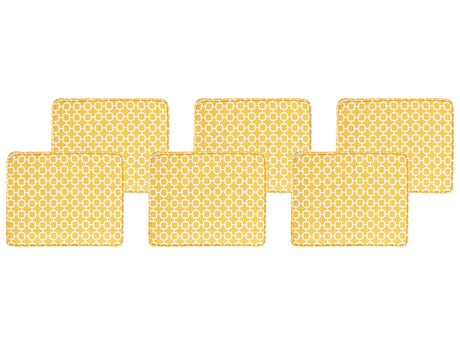 Set of 6 Outdoor Seat Pad Cushions Yellow Geometric Pattern String Tied Zip Fastener UV Resistant  Beliani