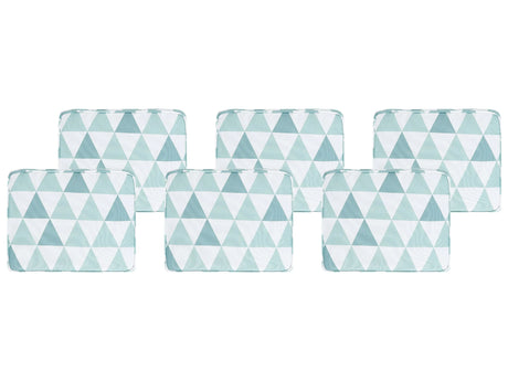 Set of 6 Outdoor Seat Pad Cushions Blue and White Geometric Pattern String Tied Zip Fastener UV Resistant  Beliani